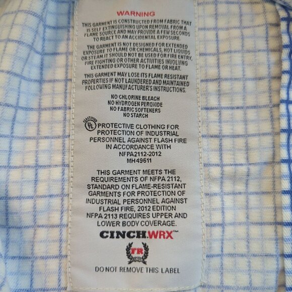 Cinch WRX Mens Blue White Work Size Large Shirt Plaid Button Down - Picture 9 of 16